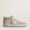Mid Star en gamuza gris claro con estrella de cuero blanco