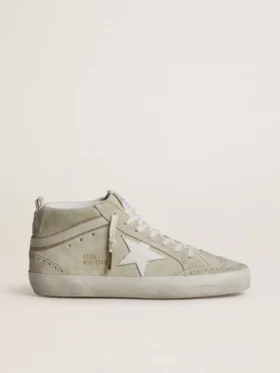 Mid Star en gamuza gris claro con estrella de cuero blanco