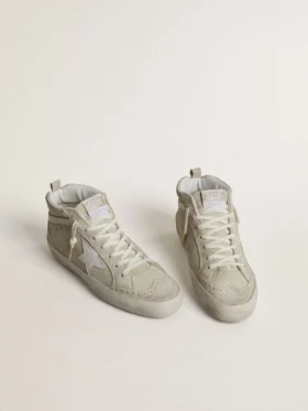 Mid Star en gamuza gris claro con estrella de cuero blanco