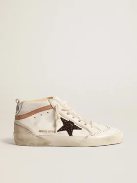 Mid Star en napa con estrella brillante y detalle en cuero color piel
