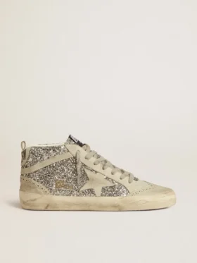 Mid Star en purpurina plateada con estrella y detalle en gamuza gris hielo
