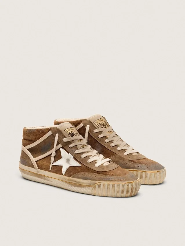 Mid Star LAB para hombre en gamuza color óxido con estrella de cuero blanco