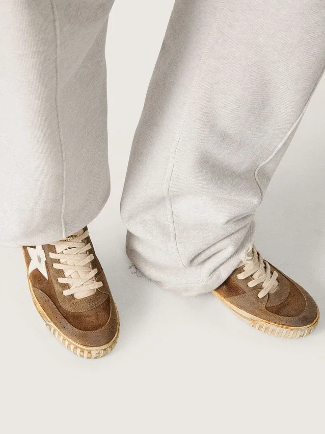 Mid Star LAB para hombre en gamuza color óxido con estrella de cuero blanco