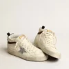 Mid Star LTD en piel napa blanca con estrella plateada con purpurina