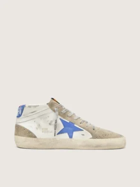 Mid Star para hombre con estrella de cuero azul e inserciones de gamuza gris paloma