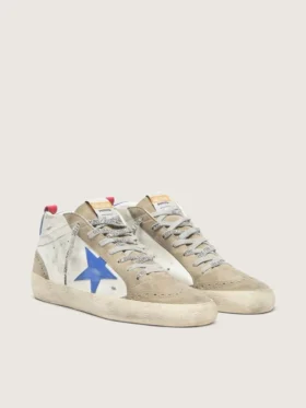 Mid Star para hombre con estrella de cuero azul e inserciones de gamuza gris paloma
