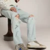 Mid Star para hombre con estrella de cuero azul e inserciones de gamuza gris paloma