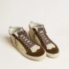 Mid Star para hombre en beige con purpurina, estrella de gamuza amarilla y detalle de algodón