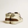 Mid Star para hombre en beige con purpurina, estrella de gamuza amarilla y detalle de algodón