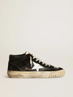 Mid Star para hombre en napa y gamuza negras con estrella de cuero blanco
