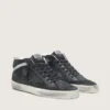 Mid Star para hombre en nubuck con estrella de cuero negro y detalle plateado