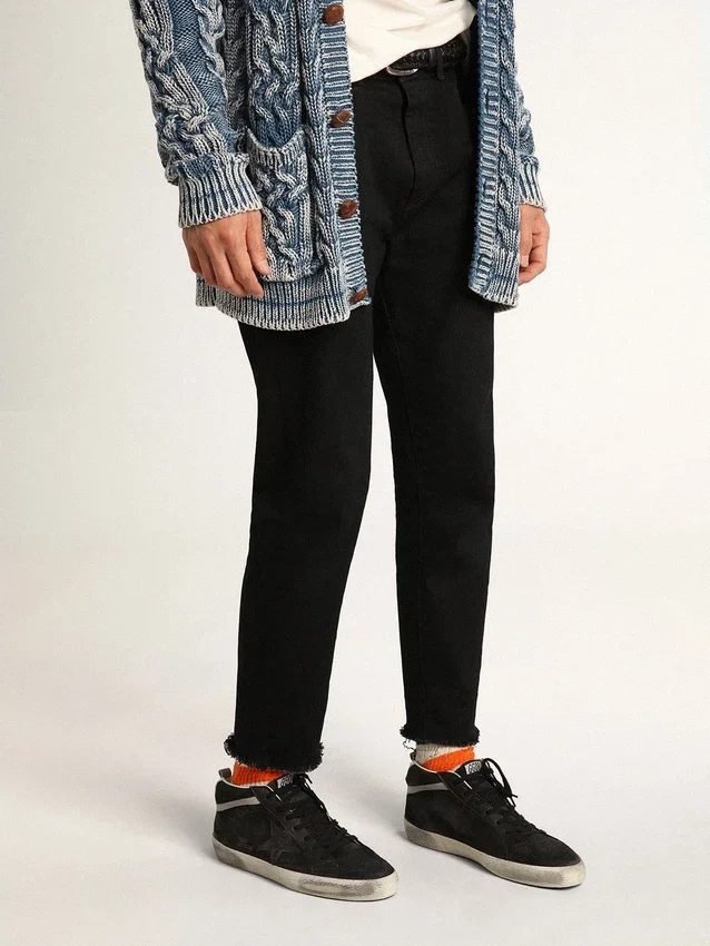 Mid Star para hombre en nubuck con estrella de cuero negro y detalle plateado