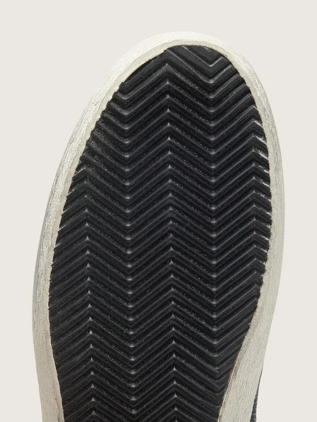 Mid Star para hombre en nubuck con estrella de cuero negro y detalle plateado