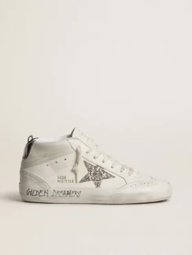 Mid Star para mujer con estrella plateada con purpurina y lengüeta del talón laminada en negro