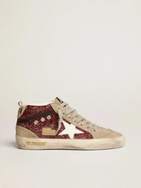 Mid Star para mujer en color burdeos con purpurina, inserciones grises y estrella blanca