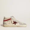 Mid Star para mujer en cuero con estrella brillante y detalle en nubuck rojo