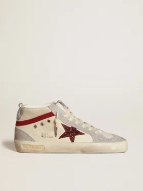 Mid Star para mujer en cuero con estrella brillante y detalle en nubuck rojo