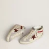 Mid Star para mujer en cuero con estrella brillante y detalle en nubuck rojo