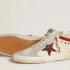 Mid Star para mujer en cuero con estrella brillante y detalle en nubuck rojo