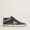 Mid Star para mujer en gamuza azul petróleo con estrella plateada con purpurina y detalle de algodón