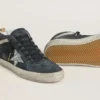 Mid Star para mujer en gamuza azul petróleo con estrella plateada con purpurina y detalle de algodón