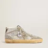 Mid Star para mujer en gamuza blanca y gris paloma con cristales Swarovski