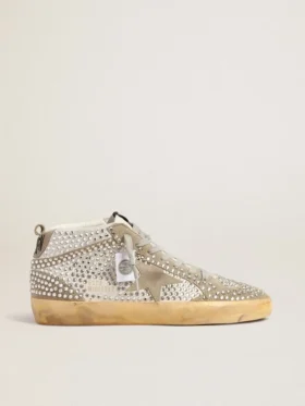 Mid Star para mujer en gamuza blanca y gris paloma con cristales Swarovski