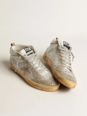 Mid Star para mujer en gamuza blanca y gris paloma con cristales Swarovski