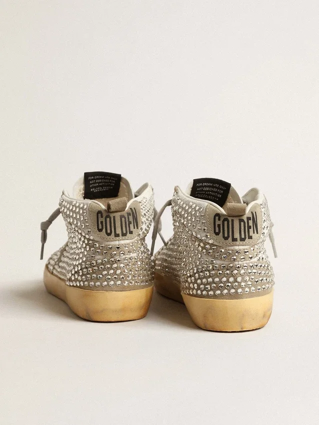 Mid Star para mujer en gamuza blanca y gris paloma con cristales Swarovski