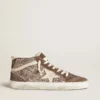 Mid Star para mujer en glitter con estrella de gamuza perla e inserciones de gamuza marrón