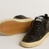 Mid Star para mujer en napa negra con estrella negra con purpurina y detalle en gamuza