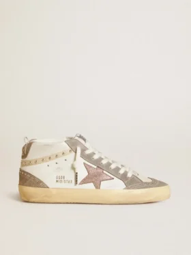 Mid Star para mujer en napa y gamuza con estrella de cuero metalizado marrón claro