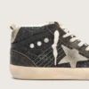 Mid Star para mujer en negro brillante con estrella y lengüeta del talón de gamuza gris paloma
