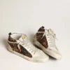Mid Star para mujer en piel de potro con estampado de leopardo y estrella negra