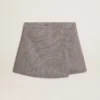 Mini shorts grises para mujer de lana con estampado de pata de gallo