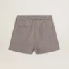 Mini shorts grises para mujer de lana con estampado de pata de gallo