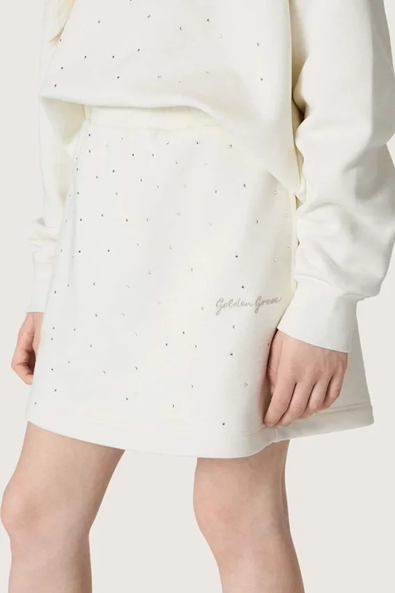 Minifalda para niñas Journey de felpa de algodón blanco con cristales y bordados