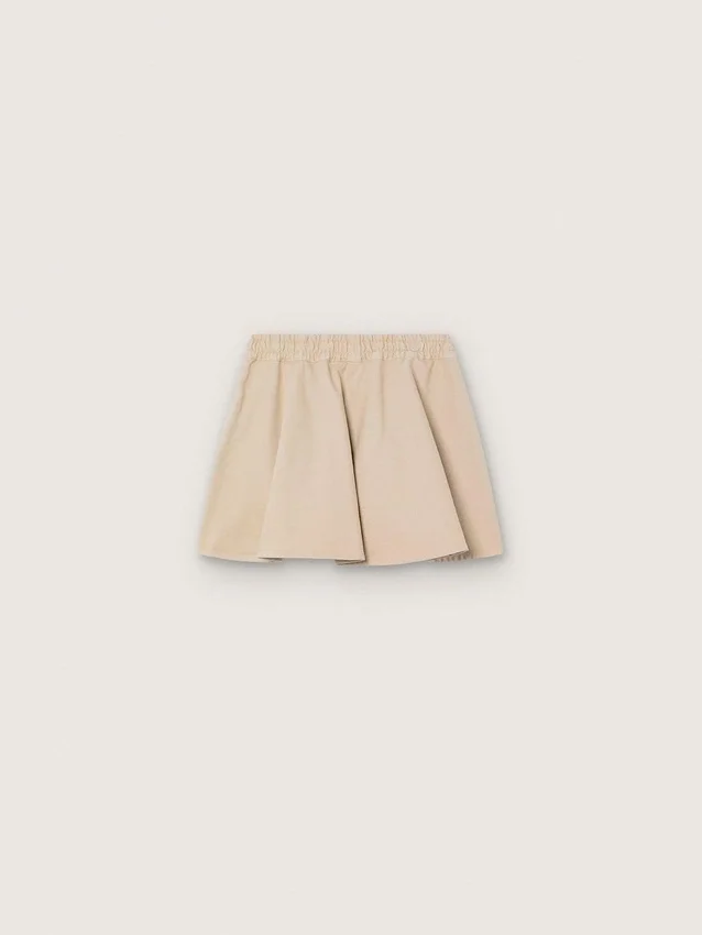 Minifalda para niñas «Journey» en gabardina de algodón beige con estampado