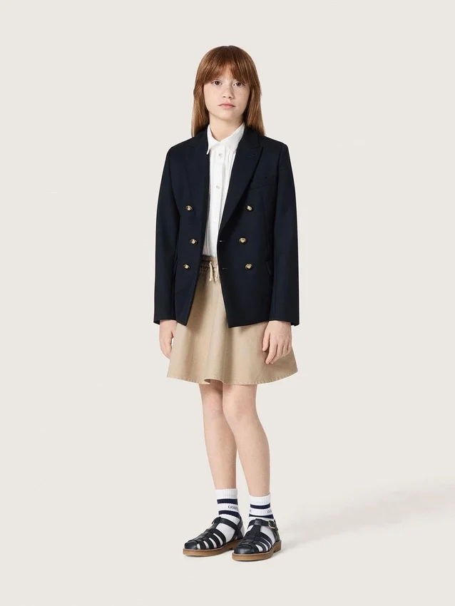 Minifalda para niñas «Journey» en gabardina de algodón beige con estampado