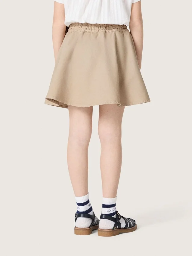 Minifalda para niñas «Journey» en gabardina de algodón beige con estampado