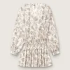 Minivestido de algodón para mujer con estampado floral en blanco y negro
