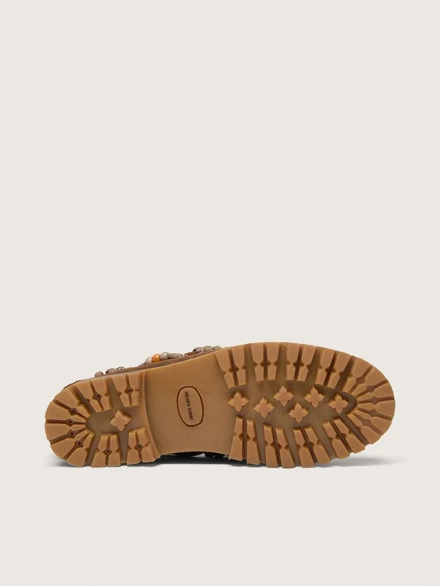 Mocasines Cruise para hombre en gamuza encerada marrón con cordones de senderismo gris paloma