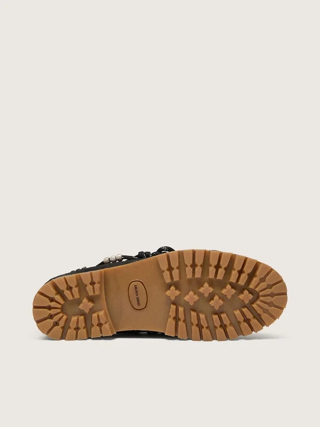 Mocasines Cruise para hombre en gamuza encerada negra con cordones negros de senderismo