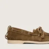 Mocasines Cruise para mujer en gamuza color caqui con flecos y cuentas multicolores