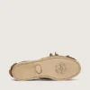 Mocasines Cruise para mujer en gamuza color caqui con flecos y cuentas multicolores