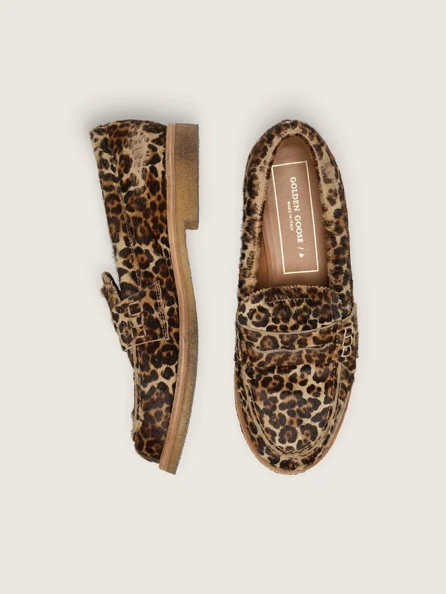 Mocasines Jerry para hombre en piel de potro con estampado de leopardo