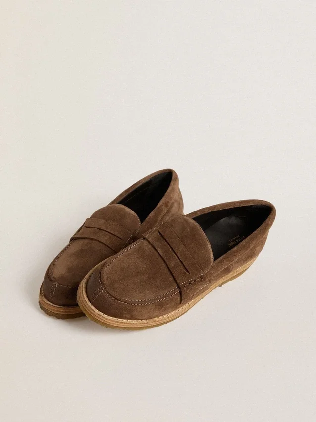 Mocasines Jerry para mujer en gamuza gris paloma