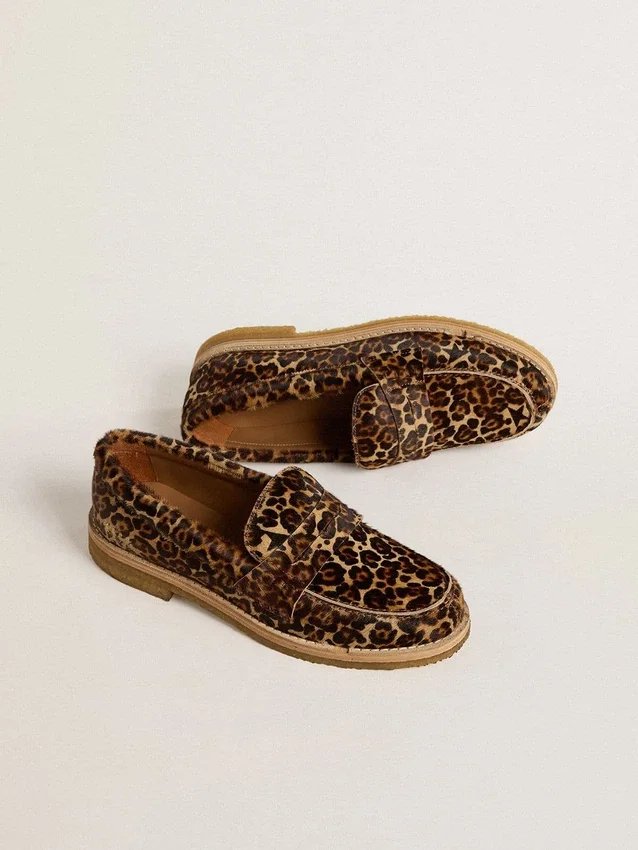 Mocasines Jerry para mujer en piel de potro con estampado de leopardo