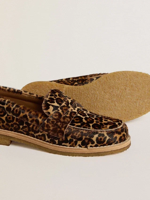 Mocasines Jerry para mujer en piel de potro con estampado de leopardo