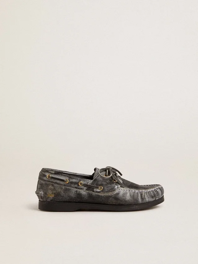 Mocasines Young Cruise en cuero negro desgastado